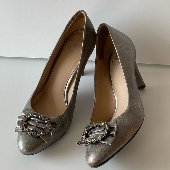 Nurture Julee Silver Gray Pumps Heels Rhinestone Bow Heels Shoes, Sz 8M - Picture 10 of 15